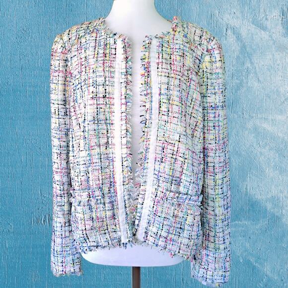 New Worthington Multicolor Tweed Open Front Blazer Jacket Size XL Tall - Picture 1 of 10